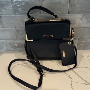 Dune London Black Satchel with Gold Details